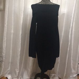 Joan Vas’s Black off the shoulder sweater dress